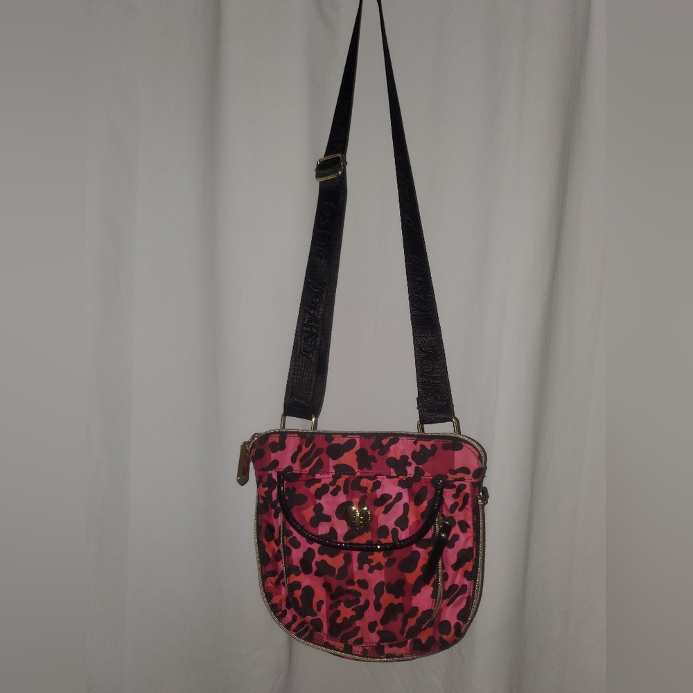 Betsey Johnson Turnlock Crossbody Cheetah Stripes Handbag, Pink